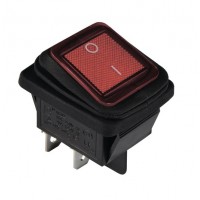 KCD2-201WN G/B 220V Переключатель 1 клав. влагозащищенный красный с подсветкой