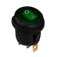 KCD1-8-101WN G/B 220V Переключатель 1 клав. круглый влагозащищенный зеленый с подсветкой
