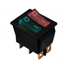 KCD2-2101N G+R/B 220V Переключатель 2 клав. зеленый + красный с подсветкой