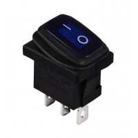 KCD1-2-101WN BL/B  220V Переключатель 1 клав. (синий) влагозащищенный с подсветкой