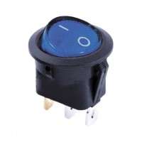 KCD1-8-101N BL/B 220V Переключатель 1 клав. круглый синий с подсветкой