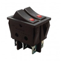 KCD2-2101EN R+R/B 220V Переключатель 2 клав. красный с подсветкой