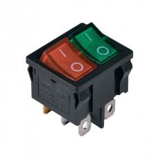 KCD1-6-2101N G+R/B 220V Переключатель 2 клав. зеленый + красный с подсветкой