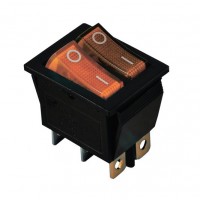 KCD2-2101N Y+Y/B 220V Переключатель 2 клав. желтый + желтый с подсветкой