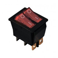 KCD2-2101N R+R/B 220V Переключатель 2 клав. красный с подсветкой