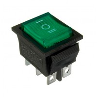 KCD2-203N G/B 220V Переключатель 1 клав. перекидной зеленый с подсветкой