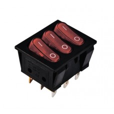 KCD2-3101N R+R+R/B 220V Переключатель 3 клав. красный с подсветкой