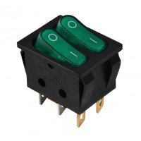 KCD2-5-2101N G+R/B 220V Переключатель 2 клав. зеленый с подсветкой