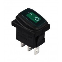 KCD1-2-101WN G/B  220V  Переключатель 1 клав. (зеленый) влагозащищенный с подсветкой