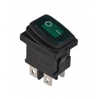 KCD1-4-201WN G/B 220V Переключатель 1 клав. влагозащищенный зеленый с подсветкой