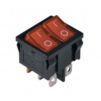 KCD1-6-2101N R+R/B 220V Переключатель 2 клав. красный с подсветкой