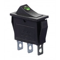 KCD3-101EN G/B 220V Переключатель 1 клав. зеленый с подсветкой