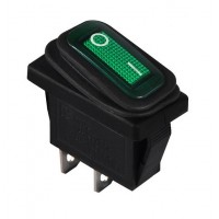 KCD3-101WN GR/B 220V Переключатель 1 клав. влагозащищенный зеленый с подсветкой