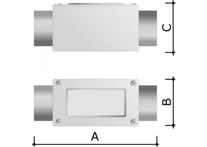 Коробка протяжная алюминиевая, 2 ввода 180?, М32х1,5 ,IP55, 146х45х57мм, 6030-32A, ДКС