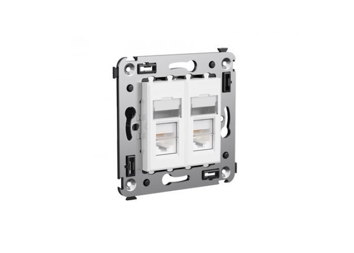 Телефонная розетка RJ-12 в стену двойная, Avanti, Белое облако, 4400314, ДКС