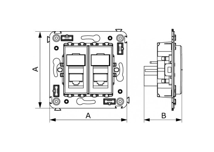 Телефонная розетка RJ-12 в стену двойная, Avanti, Белое облако, 4400314, ДКС