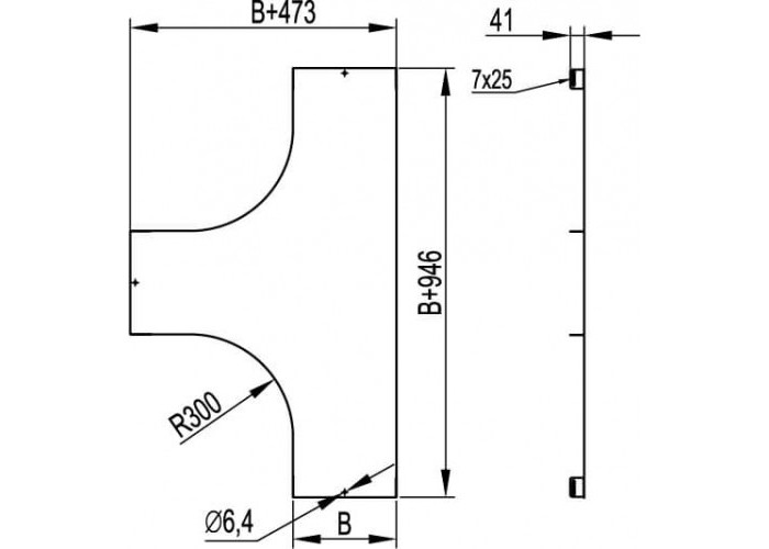 Крышка на Т-ответвитель, осн.200, R=300мм, t=1,2мм, ДКС, LK0203