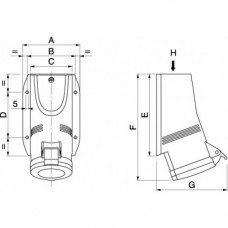 Розетка наружной установки IP44 32A 3P+E 400V, DIS5133256, ДКС