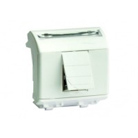 Компьютерная розетка RJ-45 категории 5е, UTP, (адаптер+модуль AMP), 2 модуля белый, 76642B, ДКС