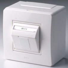 Коробка в сборе с 1-й телефонной/компьютерной розеткой, белый, 10665, ДКС