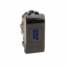 USB 3.0 розетка, Brava, черная, 1 мод., 77300N, ДКС