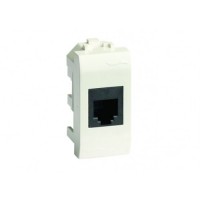 Компьютерная розетка RJ-45, кат.5E (разъем Hyperline), слон. кость RAL 9001, 1мод., 75654S, ДКС