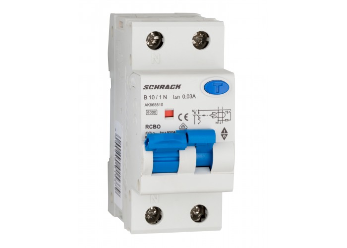 АВДС Schrack AK668610 6кА 10А 30мА 1P+N х-ка B Тип A