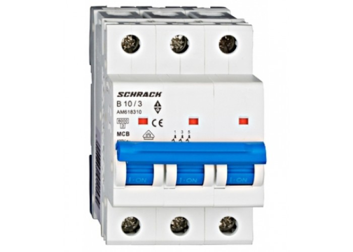 Автомат захисту мережі 10А 3P 6кА х-ка B, Schrack