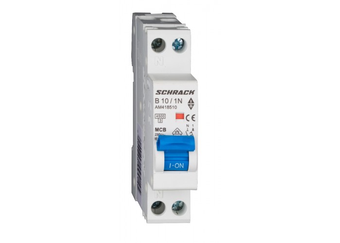 Автоматичний вимикач Schrack AM418510 4,5кА 10А 1P+N х-ка B