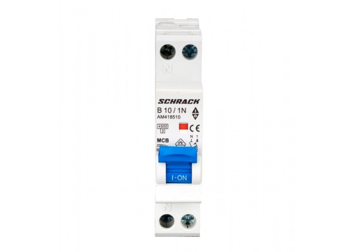 Автоматичний вимикач Schrack AM418510 4,5кА 10А 1P+N х-ка B