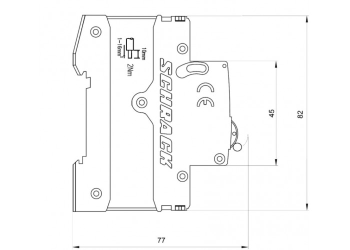 Автоматичний вимикач Schrack AM418510 4,5кА 10А 1P+N х-ка B
