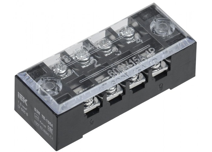 Блок затискачів IEK YZN41-04-001-K02 БЗН ТВ-1504 1.5мм² 15A 4 пари
