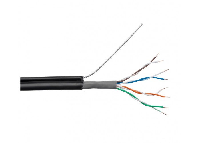 Кабель Logicpower Cat. 5e UTP 4x2x0.51мм CCA 305м. з тросом 7x0,4мм