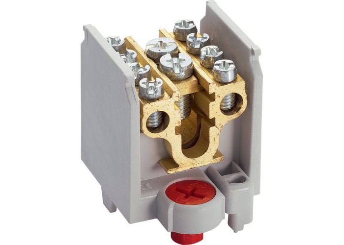 Клема Hager K65 1-полюсна 4 відводи перетину до 16/25мм² розмір 40x44x440мм