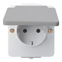 Накладна розетка з кришкою сіра Hager polo.hermetica IP44, 16000304