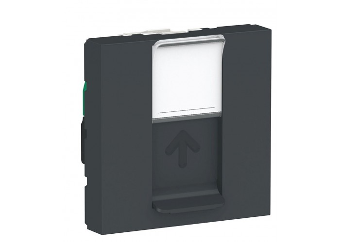 Одинарная компьютерная розетка Schneider Electric NU341154 RJ45 cat.5e UTP с полем для надписи 2М (антрацит)