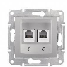 Подвійна телефонна розетка Schneider Electric Sedna SDN4201160 (алюміній)