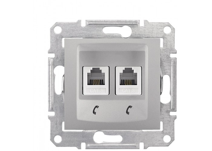 Двойная телефонная розетка Schneider Electric Sedna SDN4201160 (алюминий)