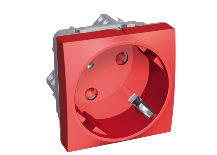 Розетка Schneider Electric Altira ALB45283 с заземлением и со шторками (красная)