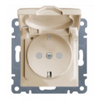 Розетка із захистом контактів, з кришкою, WL1161 Lumina-2, кремова, Hager
