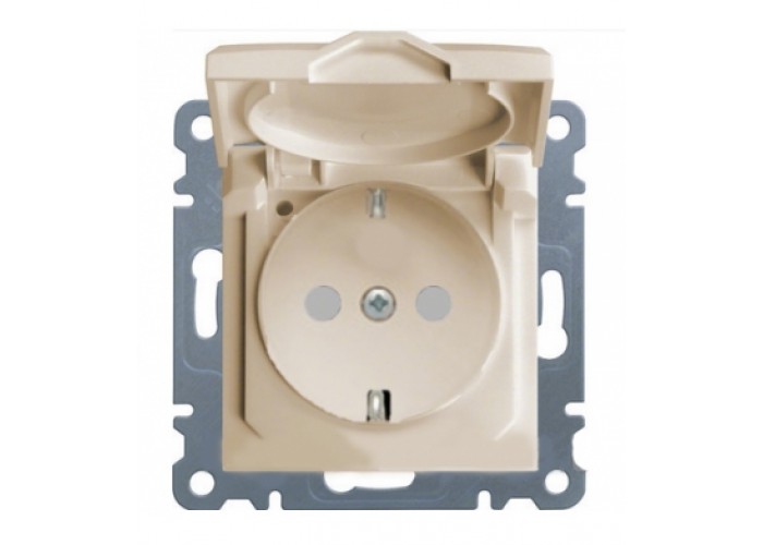 Розетка с защитой контактов, с крышкой, WL1161 Lumina-2, кремовая, Hager