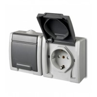 Розетка накладна 2-місна з кришкою Elektro-Plast Aquant IP55, 1245-10