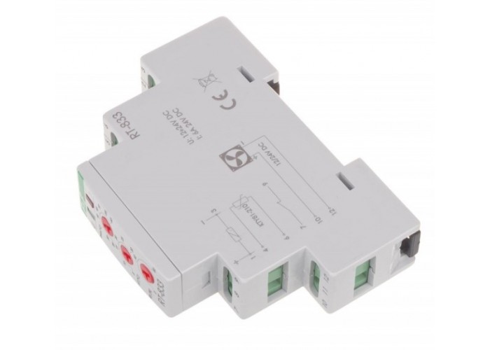 Терморегулятор на DIN рейку F&F RT-833 230В (вентилятор 6А DC, реле 10А)