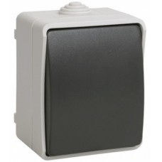 Вимикач накладний кнопковий чорний IEK Форс IP54, EVS13-K03-10-54-DC