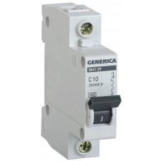 Автоматичний вимикач Generica MVA25-1-010-C ВА47-29 10А 4,5кА C