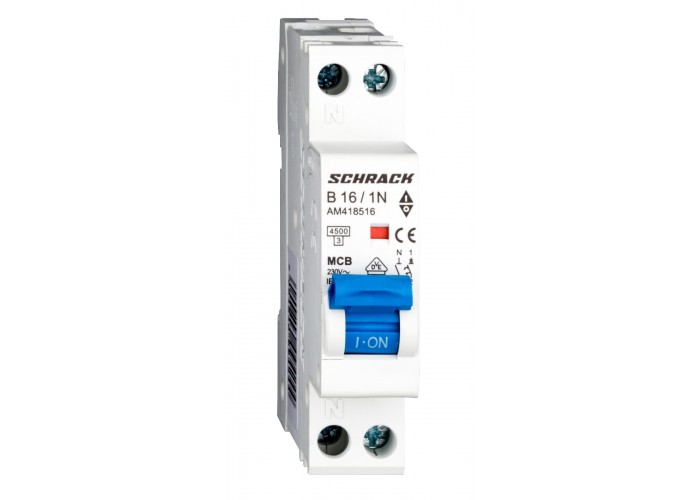 Автоматичний вимикач Schrack AM418516 4,5кА 16А 1P+N х-ка B