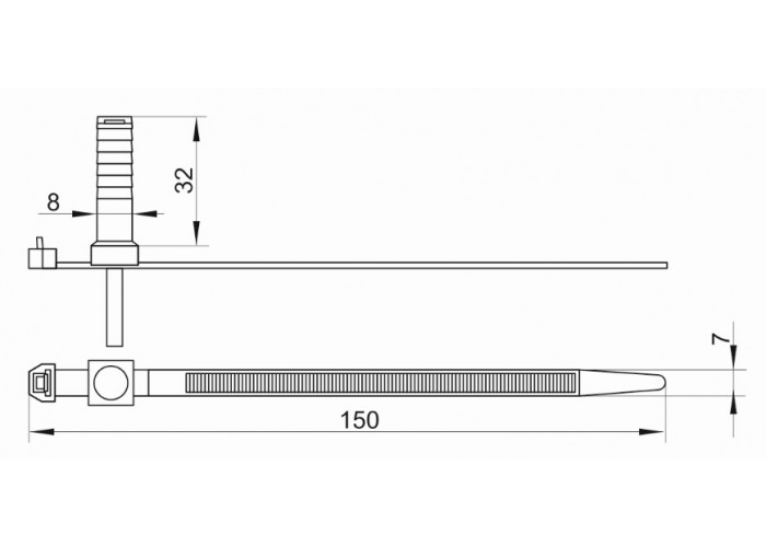 Дюбельний хомут IEK ХД 7х150 UHH80-7-150-50-K41-F 50шт/упак (сірий)