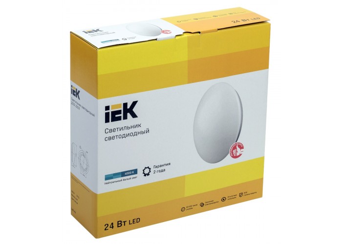 Круглий LED світильник IEK ДПБ 1003 24Вт 4000K IP20 білий (LDPB0-1003-24-4000-K01)