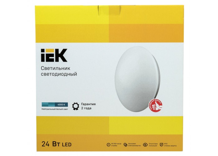Круглий LED світильник IEK ДПБ 1003 24Вт 4000K IP20 білий (LDPB0-1003-24-4000-K01)