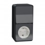 Накладний блок вимикач+розетка Schneider Electric MUR36024 із з/к IP55 (антрацит)